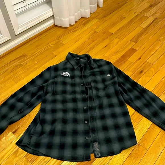 Harley Davidson xl never worn button down dark green and black flannel - Picture 1 of 5